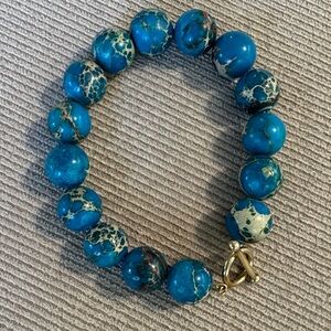 Turquoise and Gold Beaded Bracelet